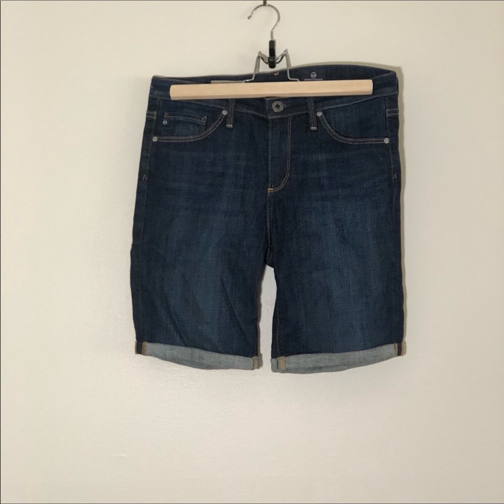 AG Brooke Bermuda Dark Denim Shorts Rolled Cuff 27 - Picture 2 of 6